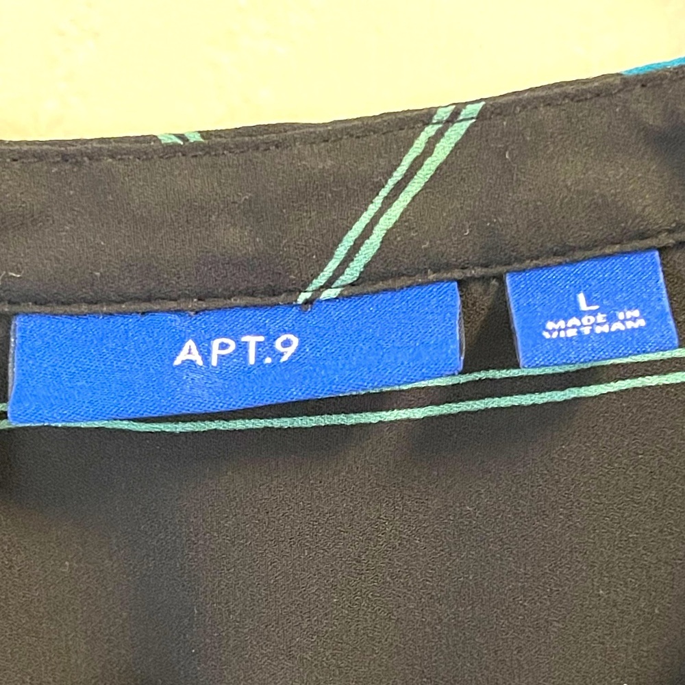 Apt 9 black with blue striped blouse. Size L. - Picture 2 of 3